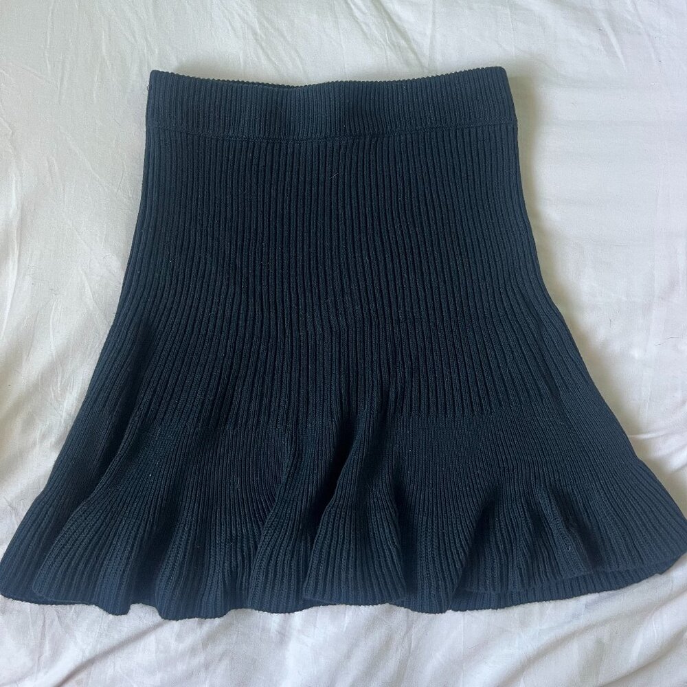 Free people black knit midi skirt with ruffled bottom